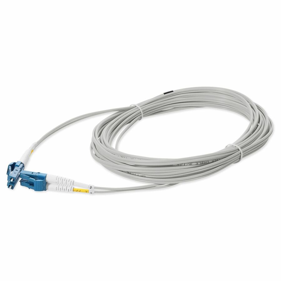AddOn 1.5m LC to LC Gray OS2 Duplex OFNR (Riser-Rated) SMF Fiber Patch Cable