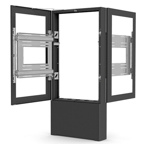 Chief Impact Floor Mounted Back-to-Back Kiosk, Portrait 50" Black