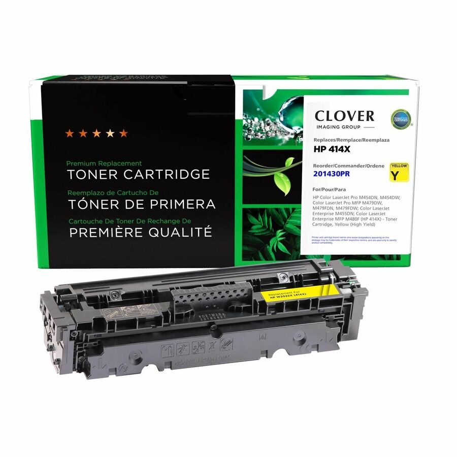 Clover Imaging Remanufactured High Yield Yellow Toner Cartridge (Reused OEM Chip) for HP 414X (W2022X)