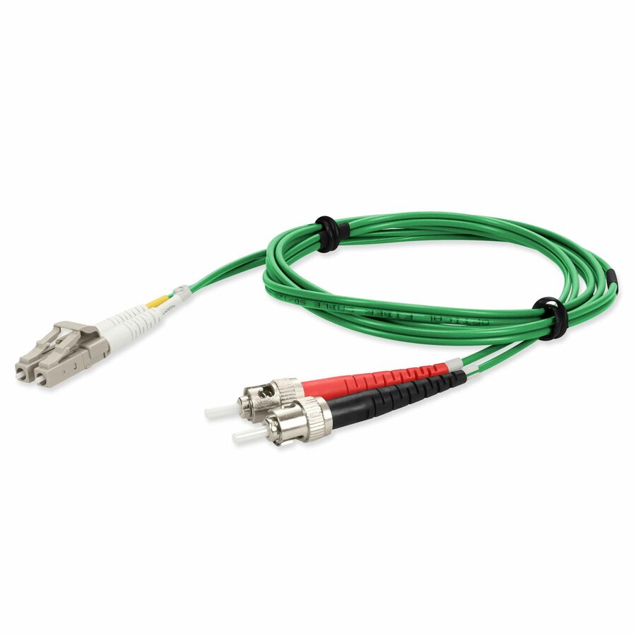 AddOn 2m ST to LC Green OM4 Duplex OFNR (Riser-Rated) TAA Fiber Patch Cable