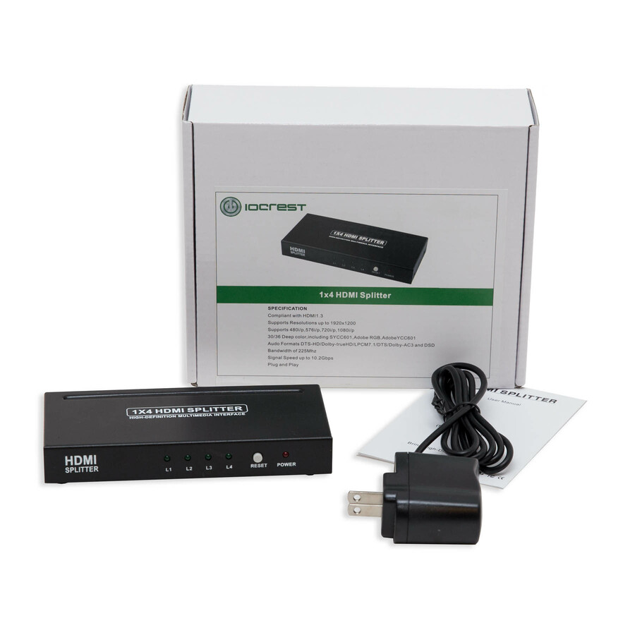 SYBA Multimedia 4 Port HDMI 1.3 Splitter Box Distributes High-Definition Signal to 4 HDTV