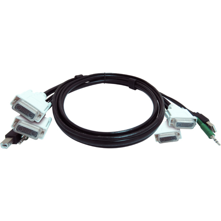 Black Box Secure KVM Cable - Each end (1) USB, (1) or (2) Dual-Link DVI, (1) 3.5mm Audio
