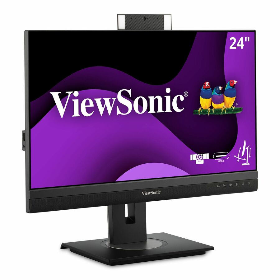 ViewSonic VG2456V 24 Inch 1080p Docking Monitor, IPS Display with Webcam for Smooth Video Conferencing, Full Ergonomic Adjustability, 90W USB-C, RJ45, HDMI, and DisplayPort Inputs