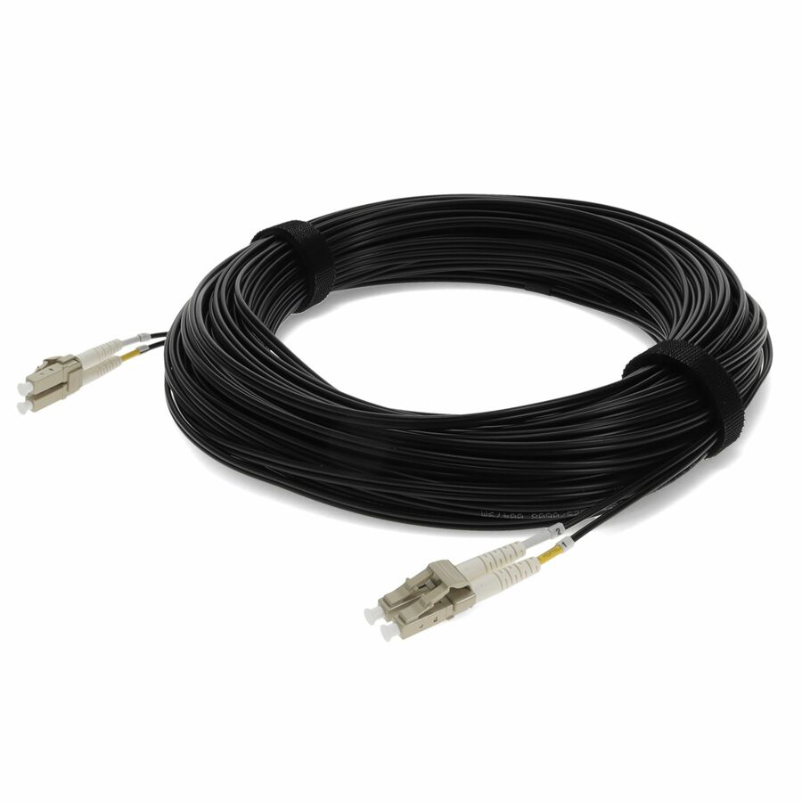 AddOn 15m LC to LC Black OM4 Duplex OFNR (Riser-Rated) Fiber Patch Cable