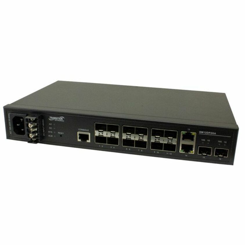 Managed Gigabit Ethernet Fiber Switch 12 100/1000Base-X SFP Slots + 2 1G/10GBase-X SFP+ Slots + 2 10/100/1000Base-T RJ-45 Ports