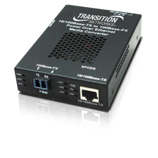Transition Networks Stand-alone Fast Ethernet PoE Media Converter