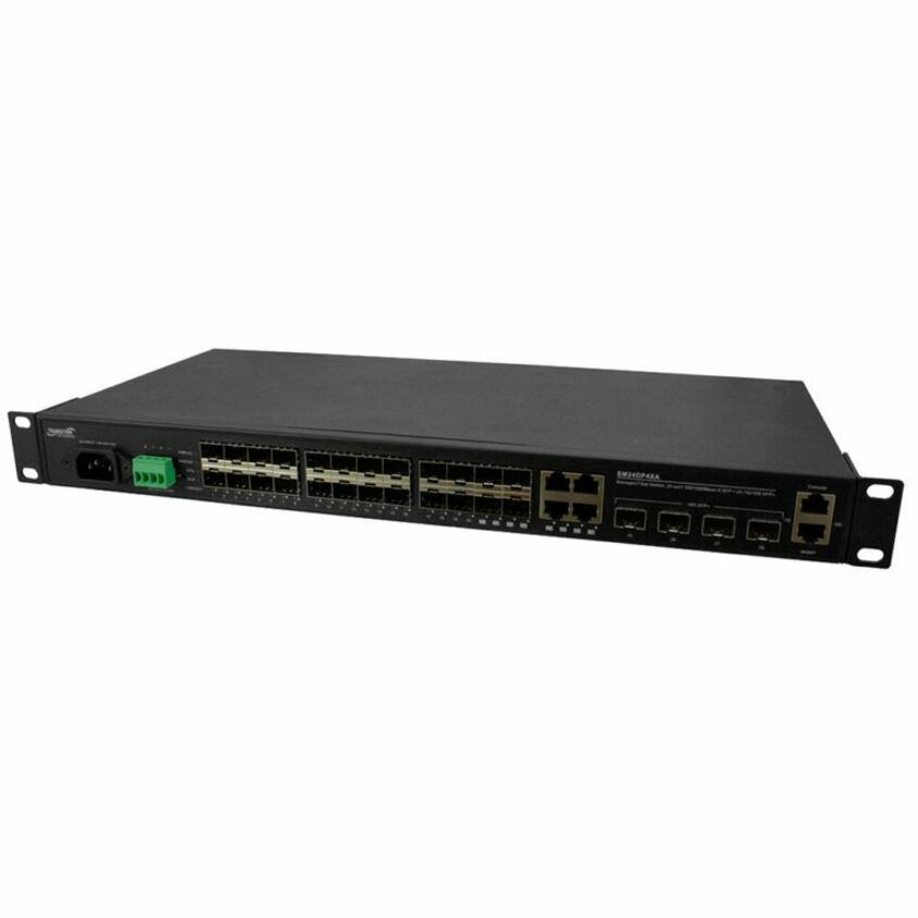 Managed Gigabit Ethernet Fiber Switch 20 100/1000Base-X SFP Slots + 4 100/1000Base SFP/RJ-45 Combo Ports + 4 1G/10GBase-X SFP+ Slots