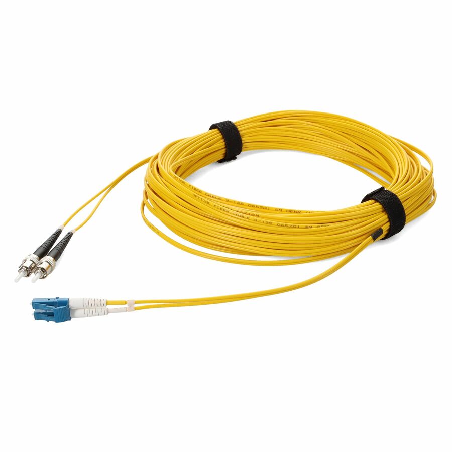AddOn 12m ST to LC Yellow OS2 Duplex OFNR (Riser-Rated) TAA SMF Fiber Patch Cable