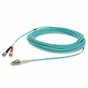 AddOn 18m ST to LC Aqua OM4 Duplex OFNR (Riser-Rated) TAA Fiber Patch Cable