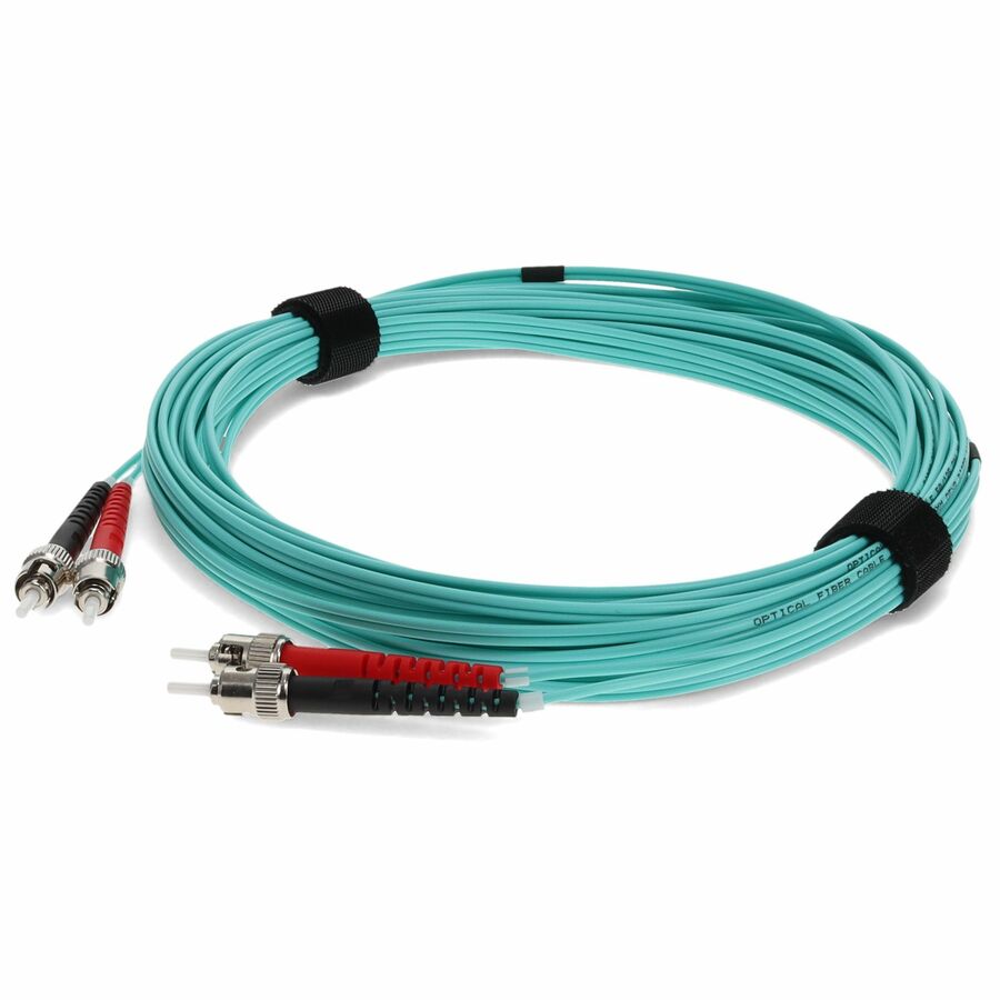 AddOn 9m ST to ST Aqua OM4 Duplex OFNR (Riser-Rated) TAA Fiber Patch Cable