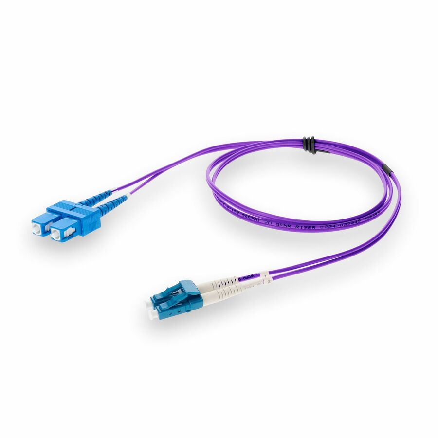 AddOn 1m SC to LC Purple OS2 Duplex OFNR (Riser-Rated) SMF Fiber Patch Cable