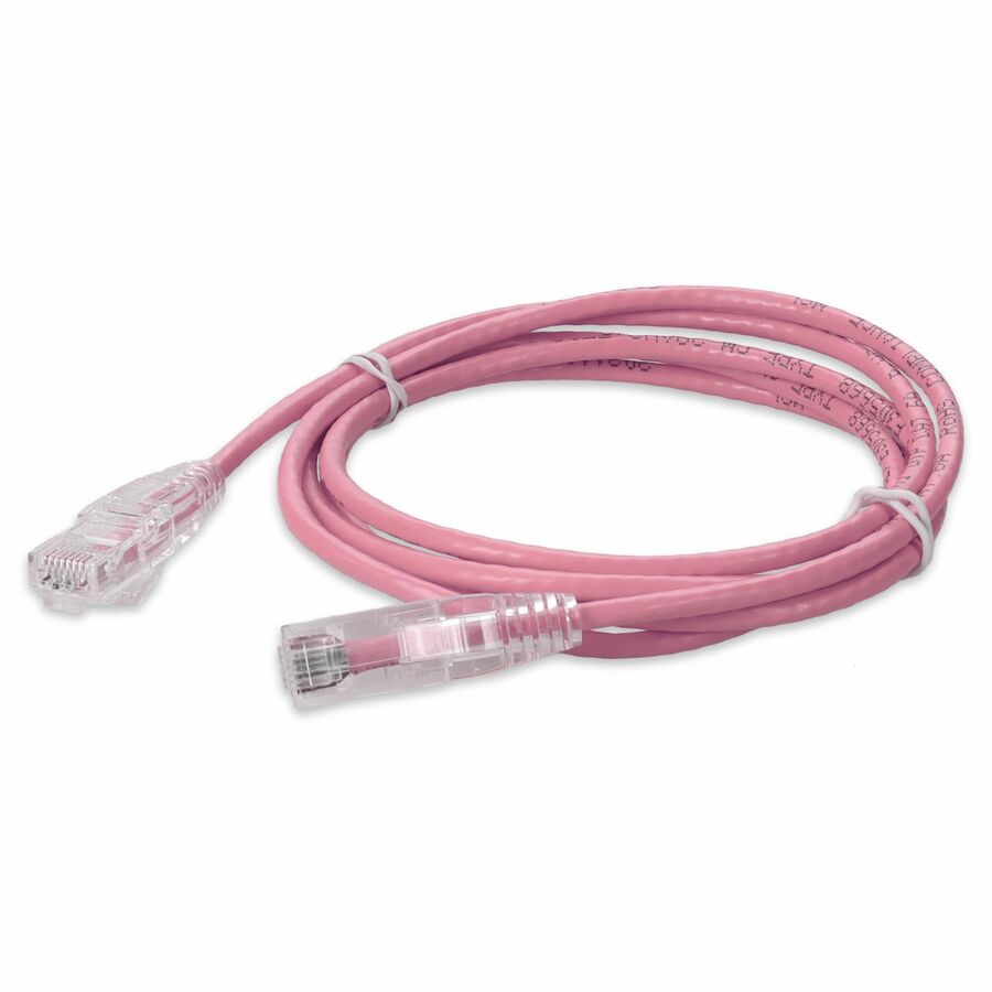 AddOn 10ft Pink CAT 6A Slim PVC Ethernet Cable Snagless Clear-Claw RJ-45 M/M