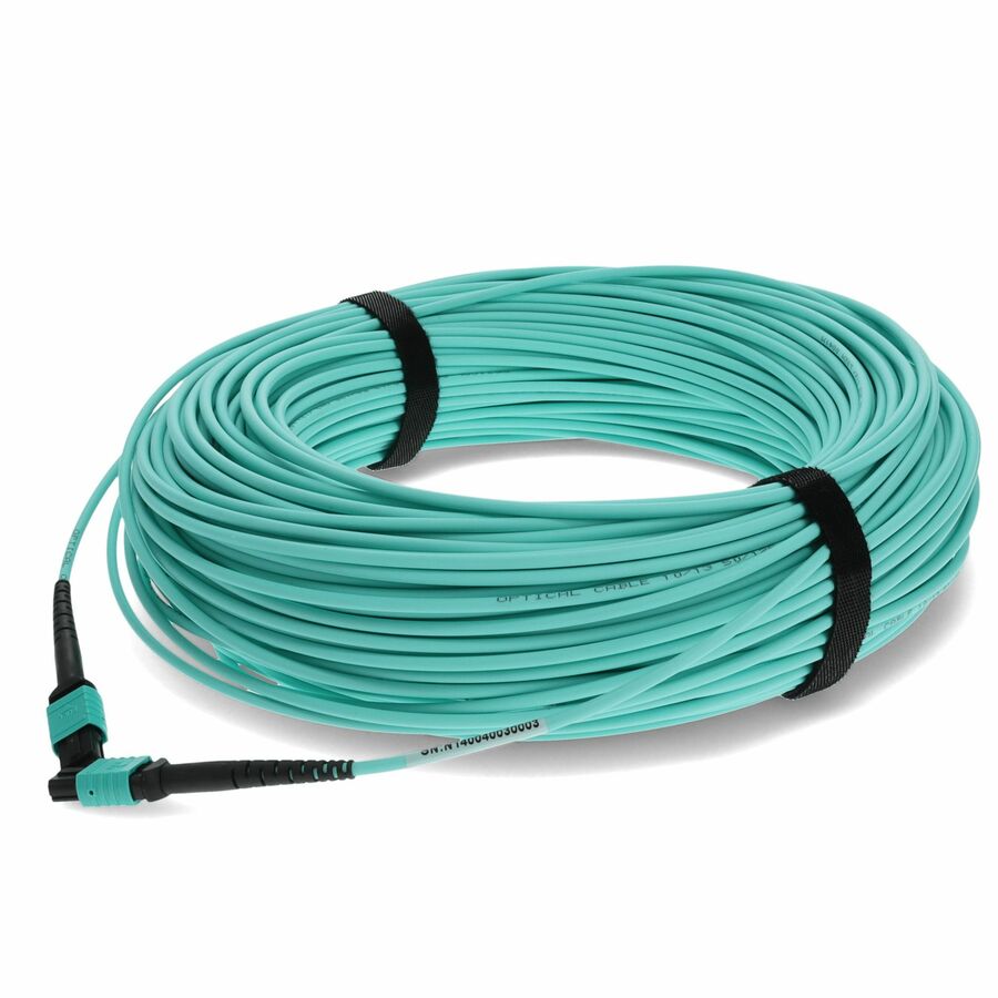 AddOn 65m MPO/UPC to MPO/UPC Aqua OM4 OFNR (Riser-Rated) 12-Strand Fiber Patch Cable