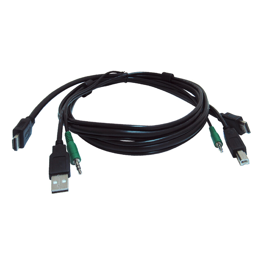 Black Box Secure KVM Cable - Each end (1) USB, (1) or (2) HDMI, (1) 3.5mm Audio