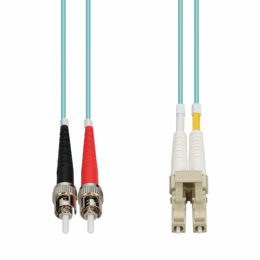 AddOn 30m ST to LC Aqua OM4 Duplex OFNP (Plenum-Rated) Fiber Patch Cable