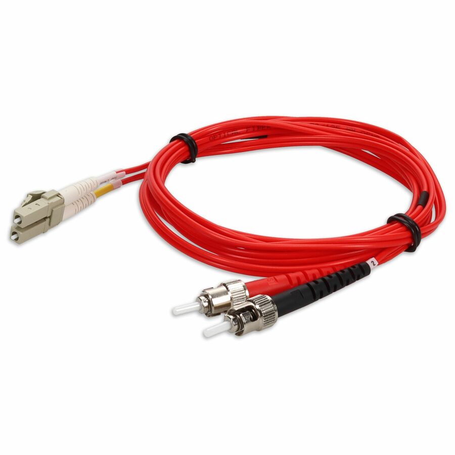 AddOn 2m ST to LC Red OM2 Duplex OFNR (Riser-Rated) Fiber Patch Cable