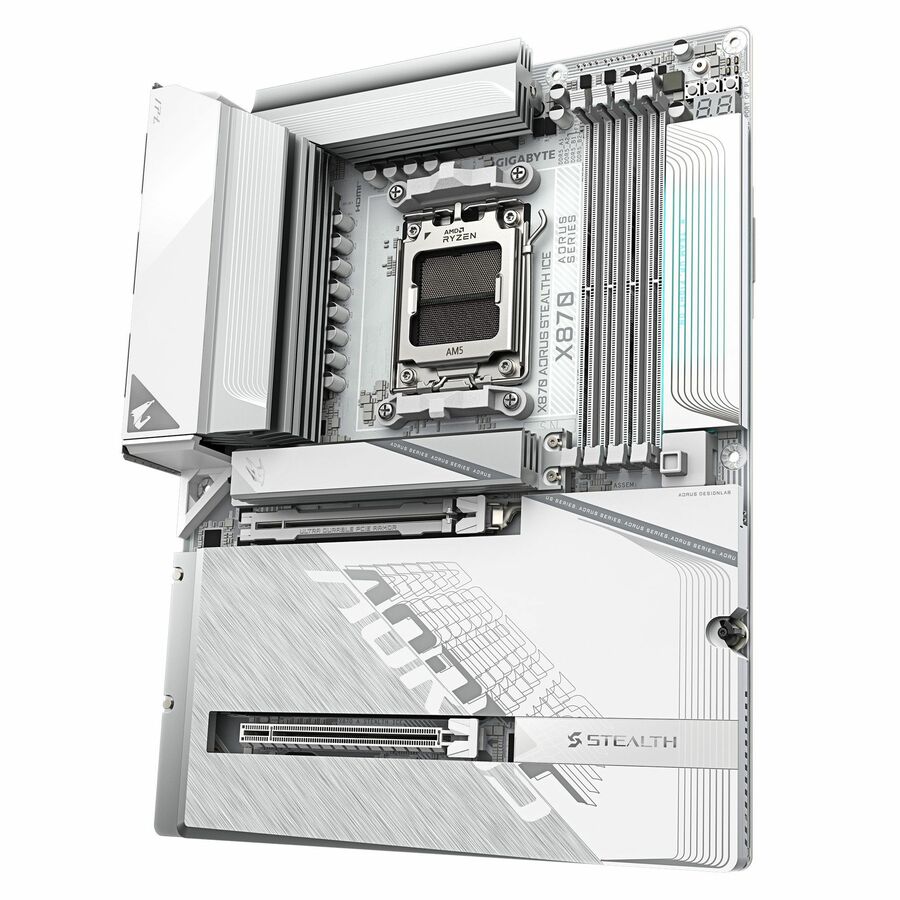 GIGABYTE STEALTH B870 AORUS STEALTH ICE Gaming Desktop Motherboard - AMD X870 Chipset - Socket AM5 - ATX