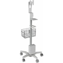 CTA Digital Medical Rolling Cart with Basket, Storage Box, and Handle Add-On Accessories