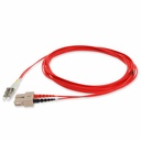 AddOn 10m SC to LC Red OM1 Duplex OFNR (Riser-Rated) MMF Fiber Patch Cable