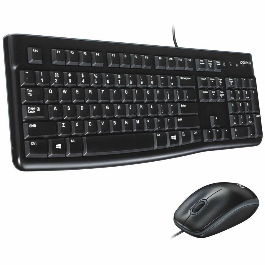 [12LogMK120] Logitech MK120 Wired Keyboard and Mouse Combo for Windows, Optical Wired Mouse, Full-Size Keyboard, USB Plug-and-Play