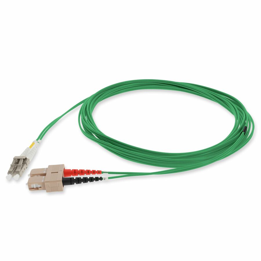 AddOn 10m SC to LC Green OM1 Duplex OFNR (Riser-Rated) MMF Fiber Patch Cable