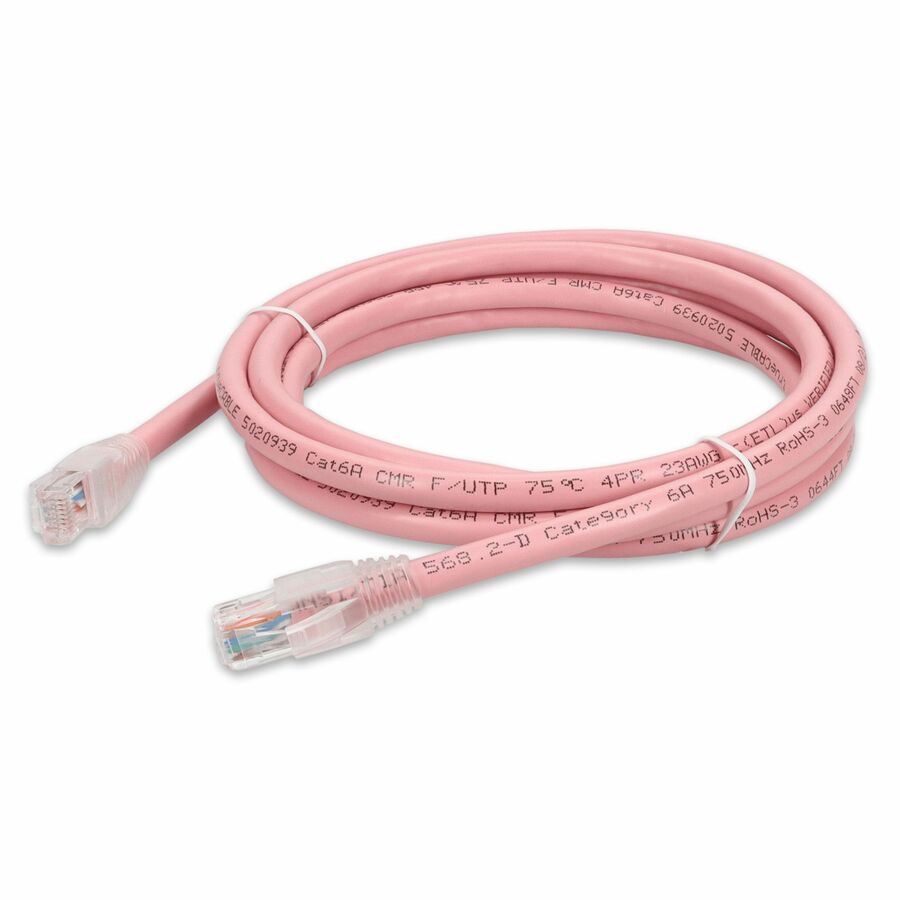 AddOn 1ft Pink CAT 6A PVC Ethernet Cable Snagless Bubble Boot RJ-45 M/M
