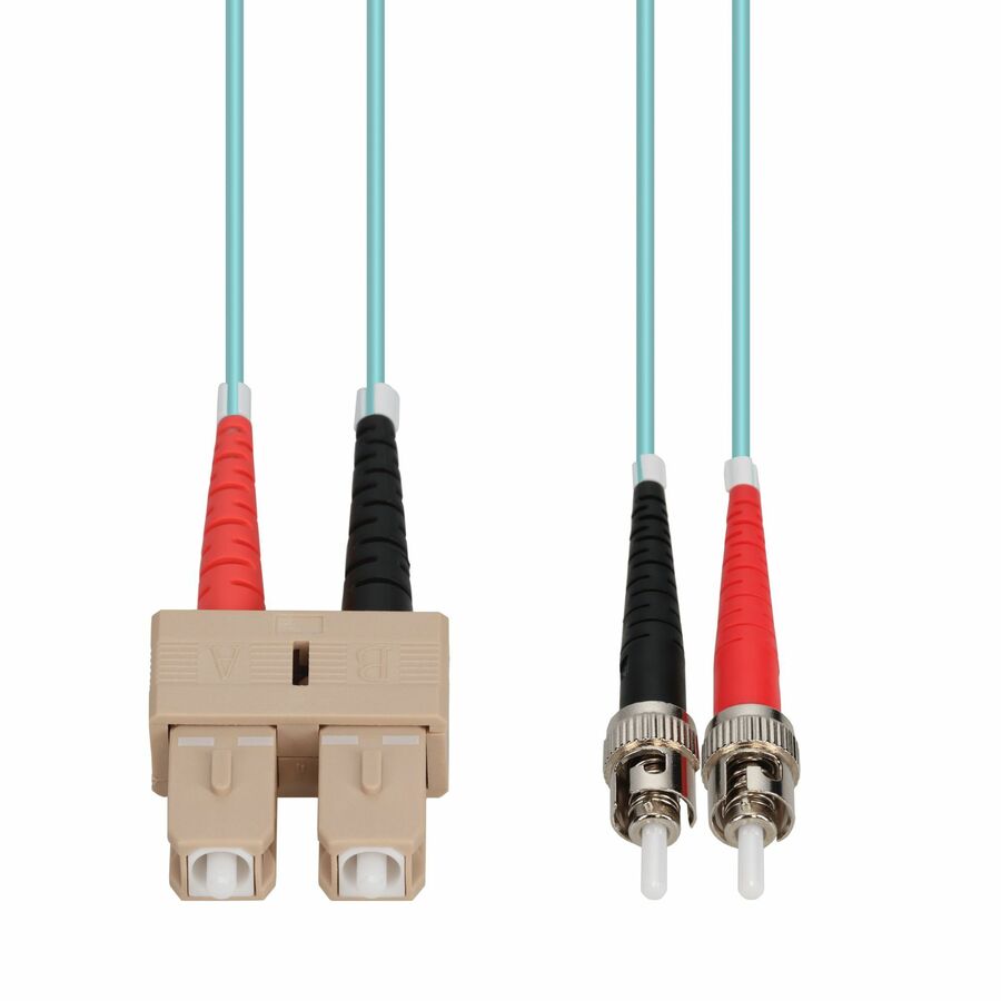 AddOn 2m ST to SC Aqua OM4 Duplex OFNR (Riser-Rated) TAA Fiber Patch Cable