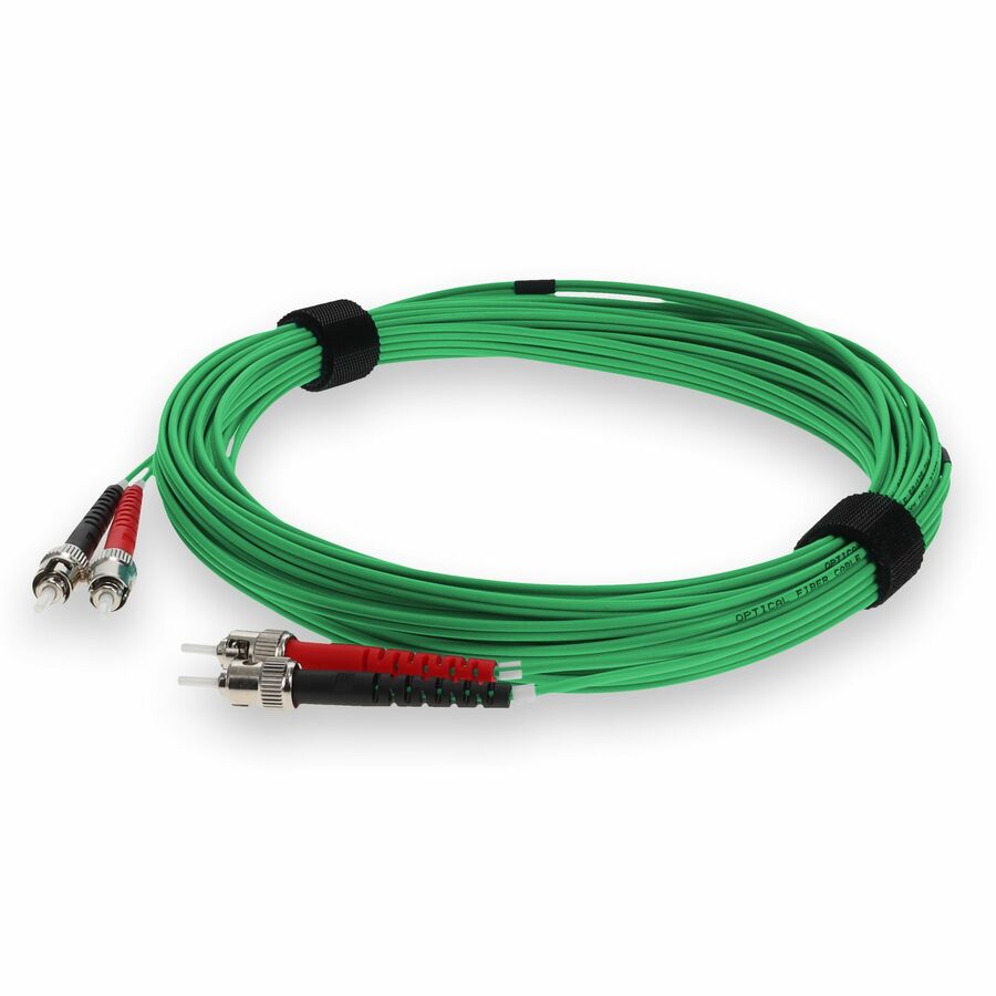 AddOn 2m ST to ST Green OM4 Duplex OFNR (Riser-Rated) Fiber Patch Cable