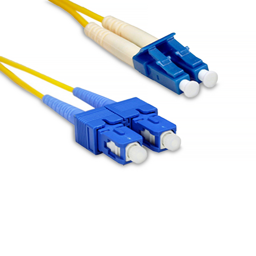 ENET SC APC to LC UPC 9/125 Singlemode Duplex Fiber Cable - Yellow 20 Meter