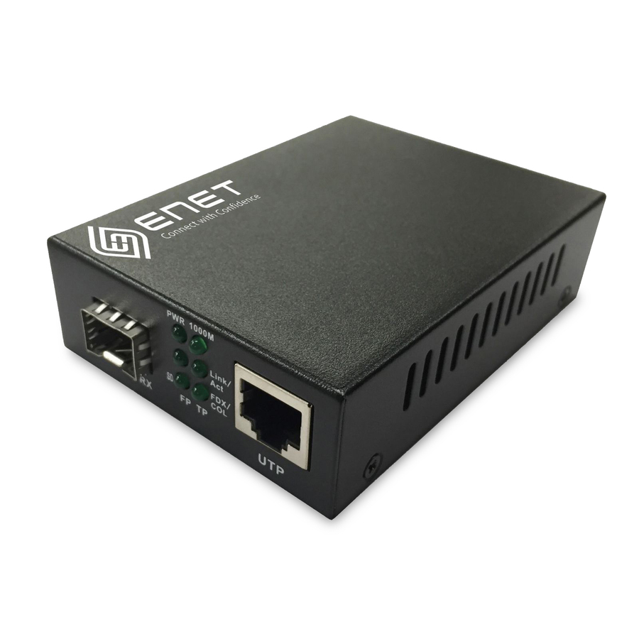 ENET TAA Compliant 10/100M Fiber Media Converter with (1) RJ45 port and (1) 100M LC MMF 2km North America Power Adapter