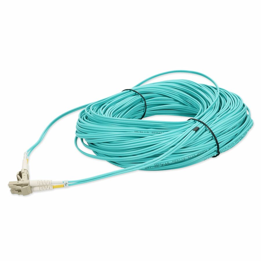 AddOn 140m LC to LC Aqua OM4 Duplex OFNP (Plenum-Rated) Fiber Patch Cable