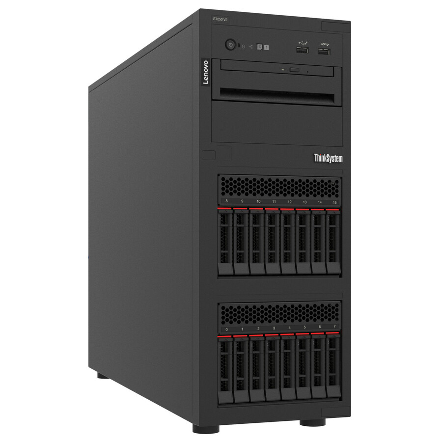 Lenovo ThinkSystem ST250 V2 7D8FA00WNA Tower Server - 1 Xeon E-2334 3.40 GHz - 16 GB RAM - Serial ATA/600 Controller
