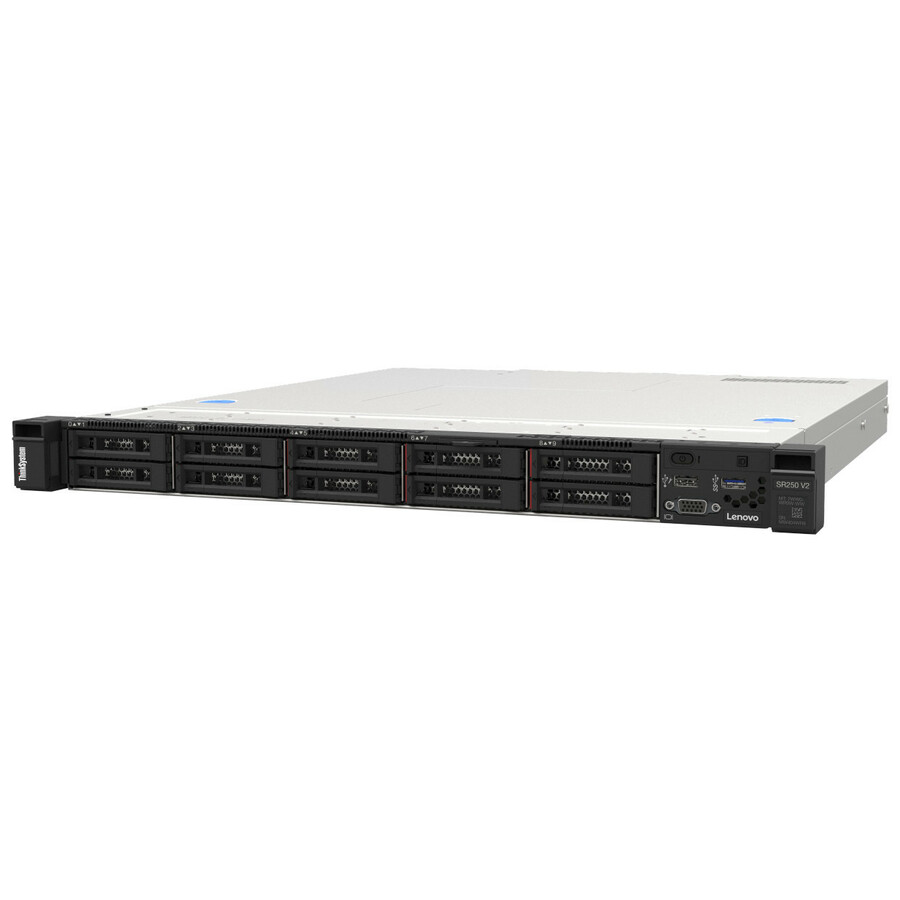 Lenovo ThinkSystem SR250 V2 7D7QA020NA 1U Rack Server - 1 Xeon E-2378 2.60 GHz - 16 GB RAM - Serial ATA Controller
