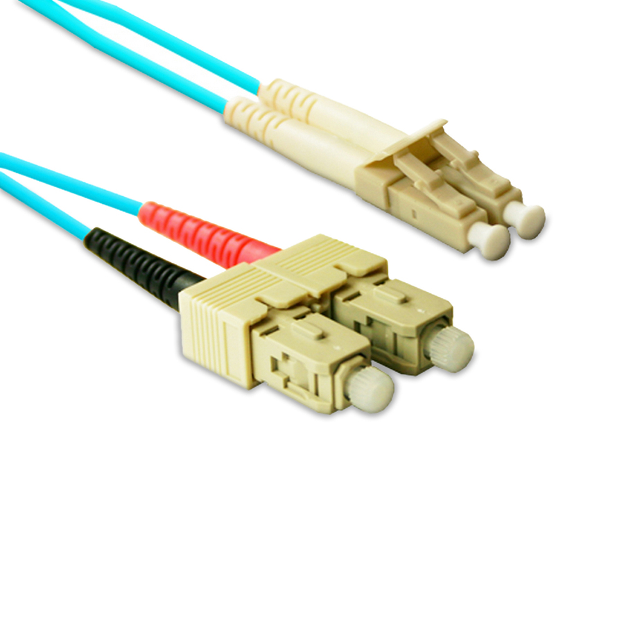 ENET SC to LC OM3 50/125 10G Plenum Rated Multimode Duplex Aqua Fiber Cable 1 Meter