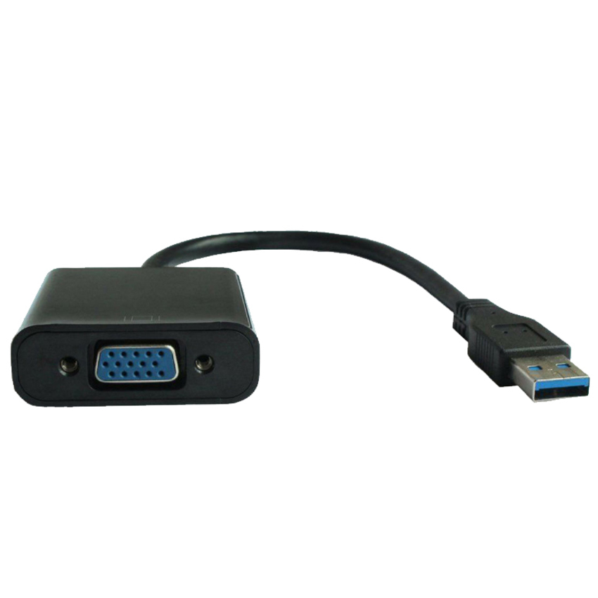 ENET USB3.0 Male-A to VGA Female Adapter Black 8-Inch