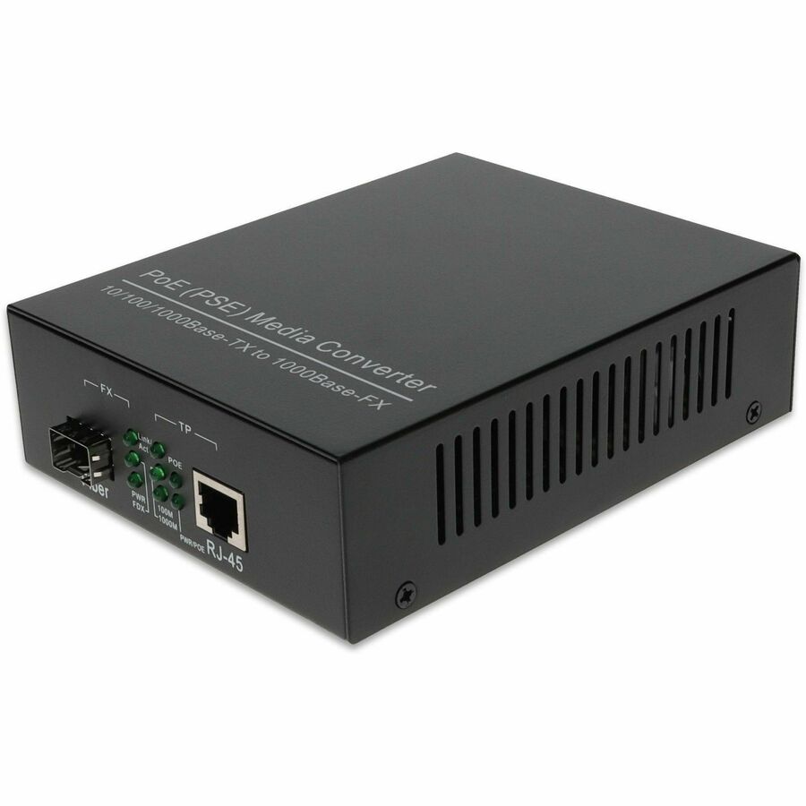 AddOn 10/100/1000Base-TX(RJ-45) to 100/1000Base-FX Open Multi-Rate SFP Port 30W POE+ Media Converter