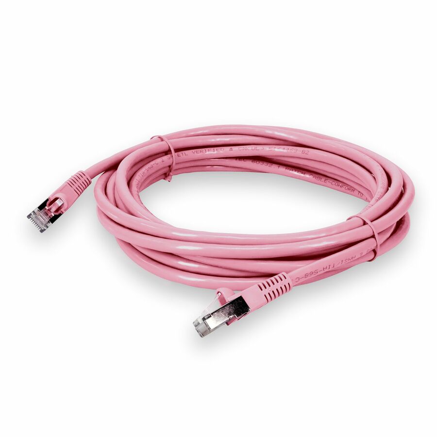 AddOn 45ft Pink CAT 6 Shielded PVC Ethernet Cable Snagless Easy Clear Boot RJ-45 M/M