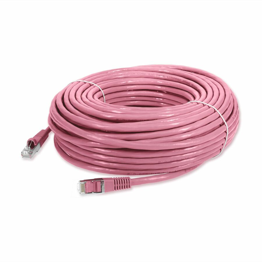 AddOn 60ft Pink CAT 6 Shielded PVC Ethernet Cable Snagless Easy Clear Boot RJ-45 M/M