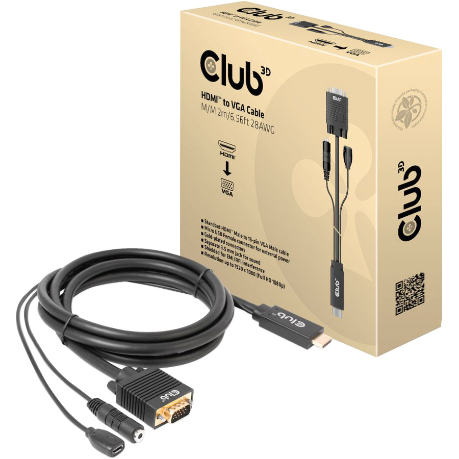 Club 3D HDMI to VGA Cable M/M 2m/6.56ft 28AWG