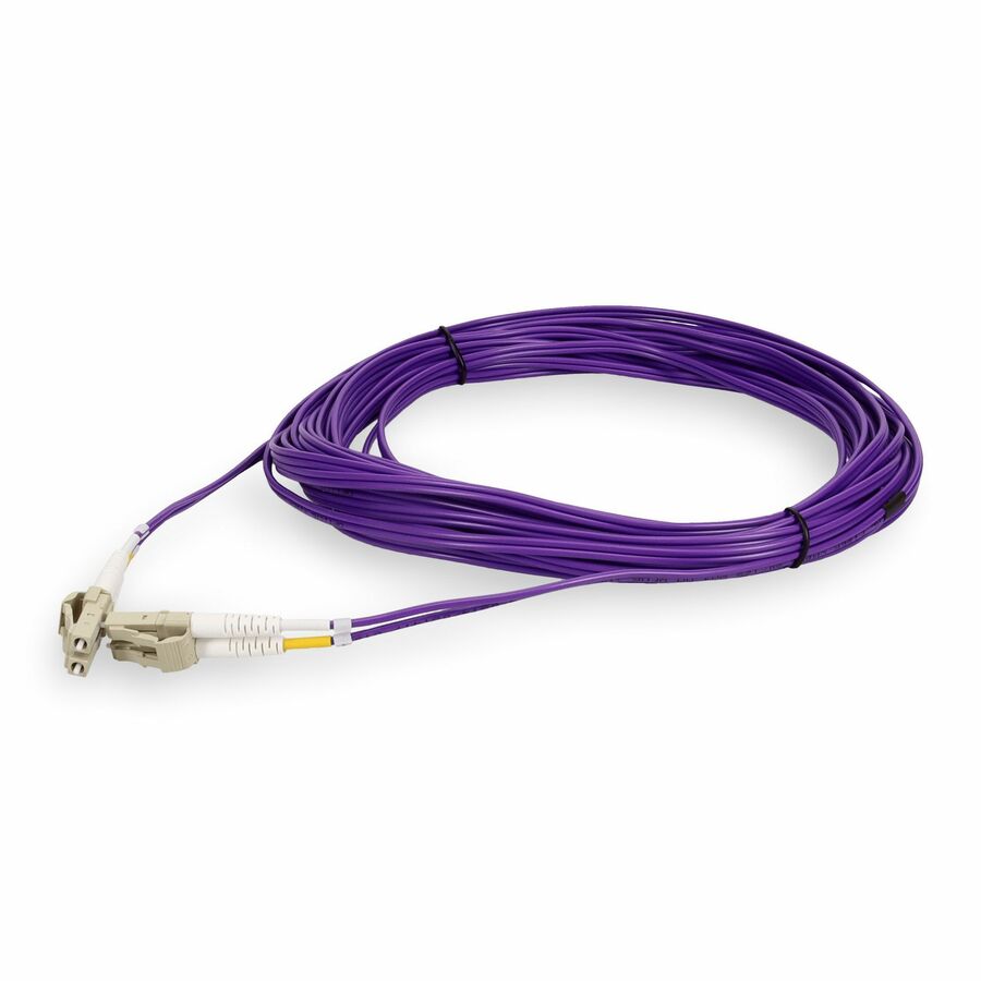 AddOn 0.5m LC to LC Purple OM4 Duplex OFNR (Riser-Rated) Fiber Patch Cable