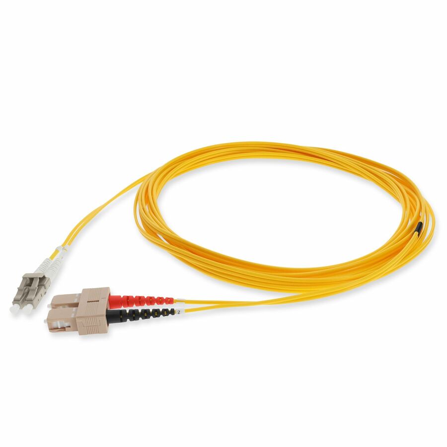 AddOn 2m SC to LC Yellow OM1 Duplex OFNR (Riser-Rated) MMF Fiber Patch Cable