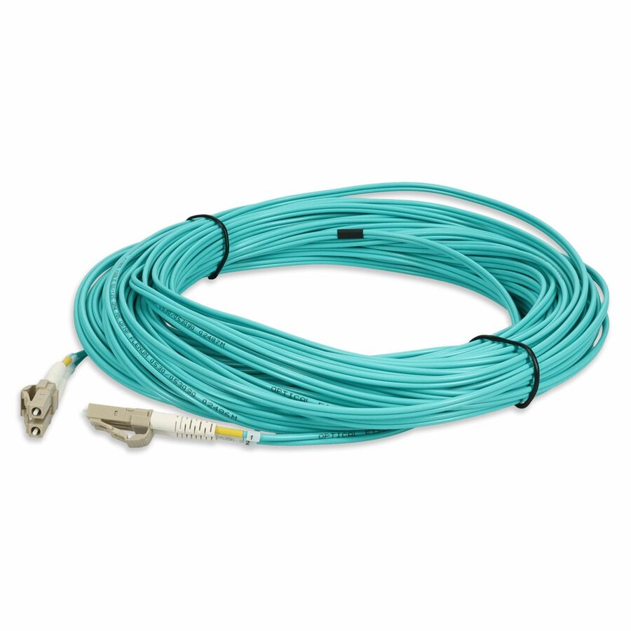 AddOn 13m LC to LC Aqua OM4 Duplex OFNP (Plenum-Rated) Fiber Patch Cable