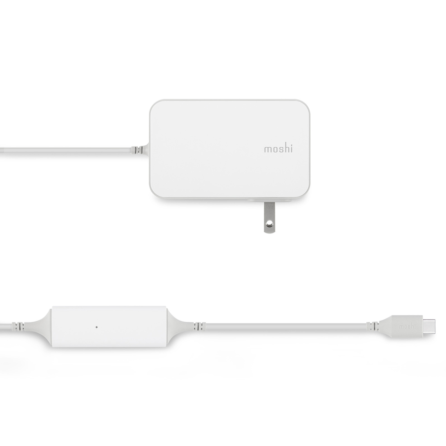 Moshi ProGeo USB-C Laptop Charger (65 W, US) Fast-charging for MacBook, Surface, Laptop, Ultrabook, Smart Indicator LED