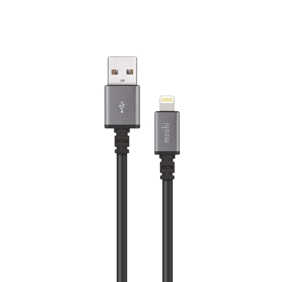 Moshi USB Cable with Lightning Connector 10 ft (3 m) - Black, Long Length, MFi-certified, Durable Construction