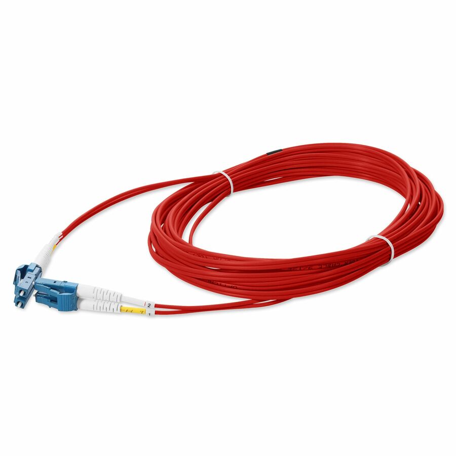 AddOn 2m LC to LC Red OS2 Duplex OFNR (Riser-Rated) SMF Fiber Patch Cable