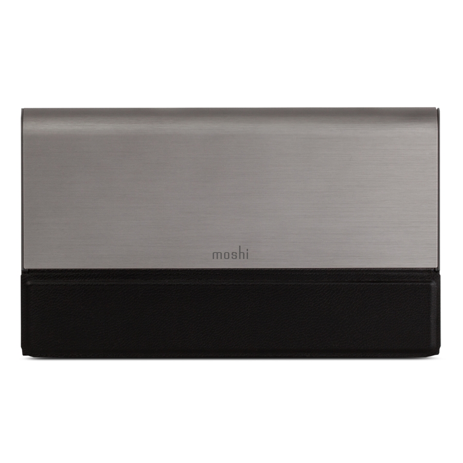 Moshi IonBank 10K Portable Battery with Built-in Cables, Lightning and USB, Ultra-slim, Fast-charging, Vegan Leather and Aluminum Construction