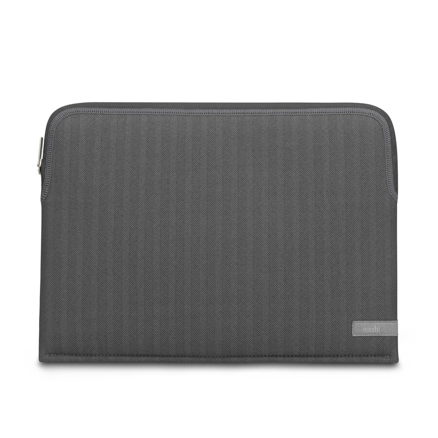 Moshi Pluma Laptop Sleeve for MacBook 13 - Herringbone Gray, Ultra-thin Neoprene Fabric with Water-resistant Outer