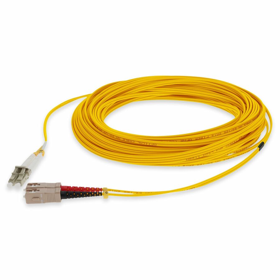 AddOn 15m SC to LC Yellow OM4 Duplex OFNR (Riser-Rated) Fiber Patch Cable