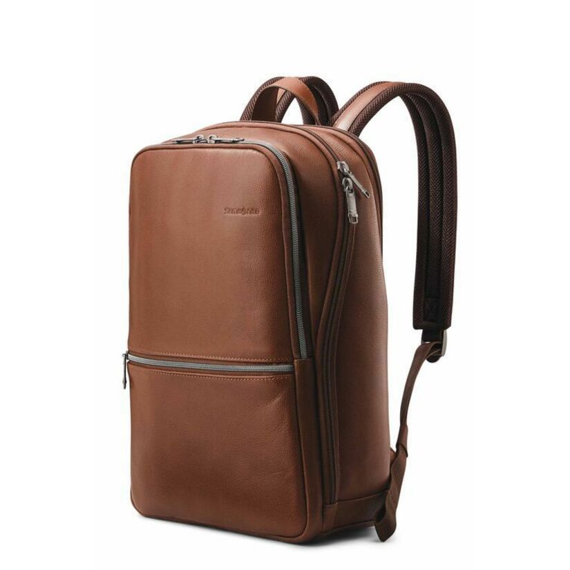 Samsonite SAM Classic Leather Carrying Case (Backpack) for 14.1" Notebook, Gear, Passport, Headphone, Accessories - Cognac