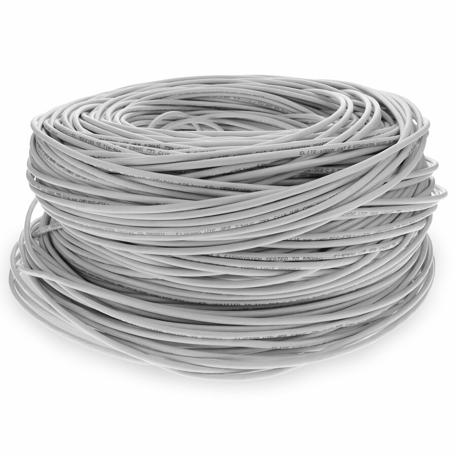 AddOn 1000ft Non-Terminated White CAT 6 Shielded Plenum-Rated Bulk Cable